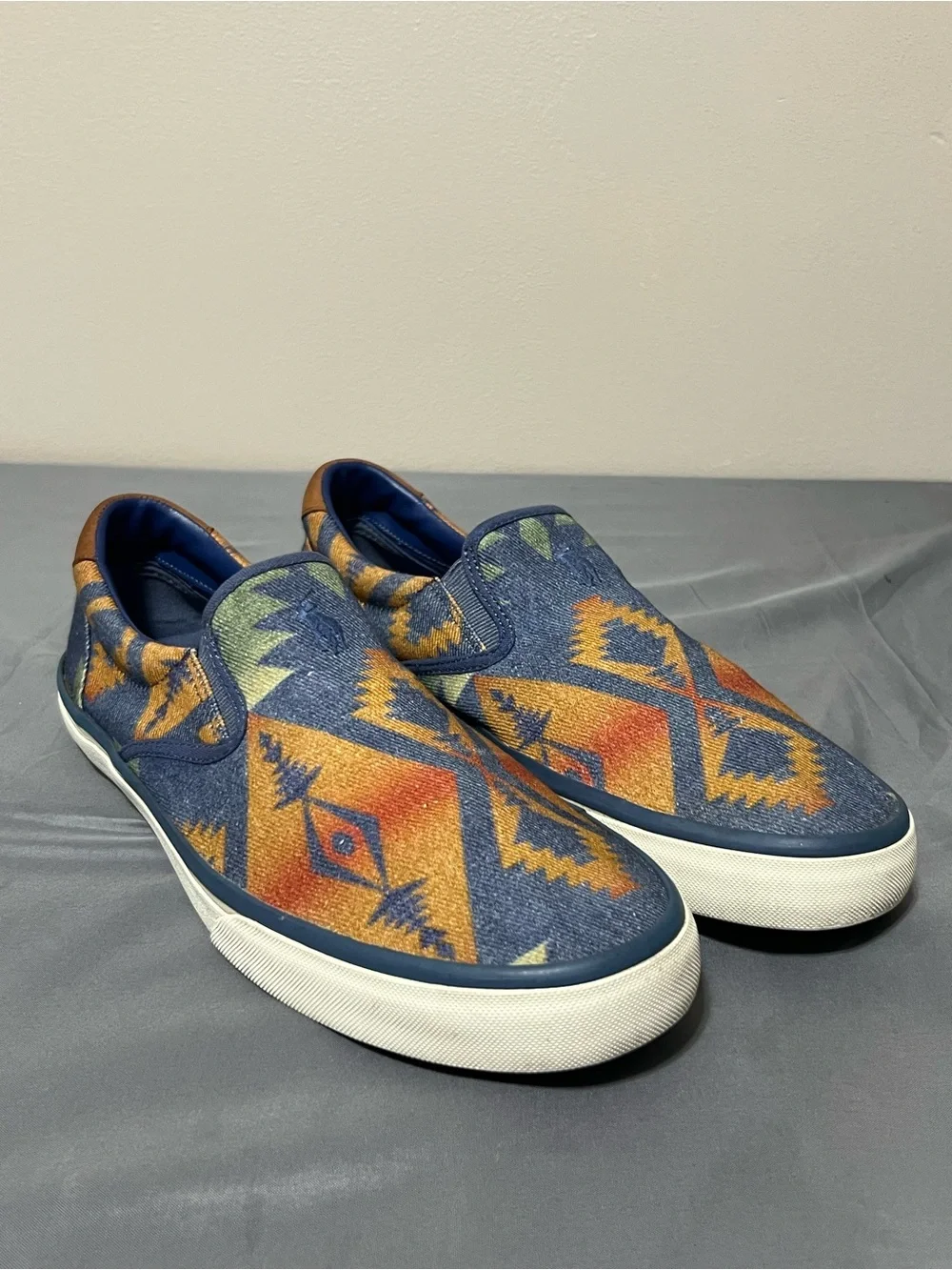 Men's Polo Ralph Lauren Beacon Aztec Sneaker Shoes 12D Rare Vintage Slip On